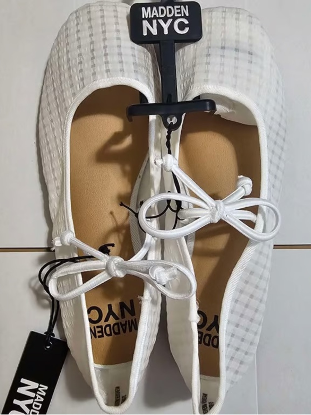 Women’s White Check Ballet Flats